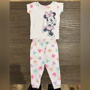 Disney Minnie Mouse Kids Pajama Set - White and Multicolor 12 Months